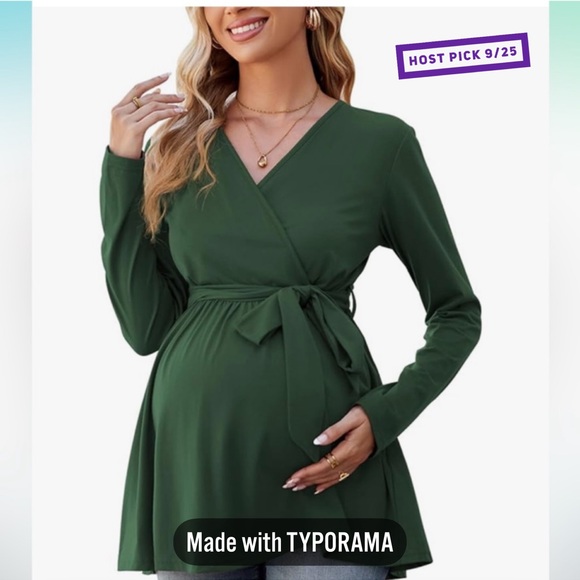 Tops - Large Women's Maternity Tunics Long Sleeve Wrap V Neck Nursing Maternity